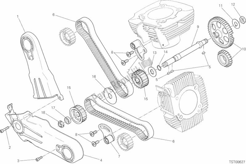 All parts for the Timing System of the Ducati Scrambler Cafe Racer Thailand 803 2019